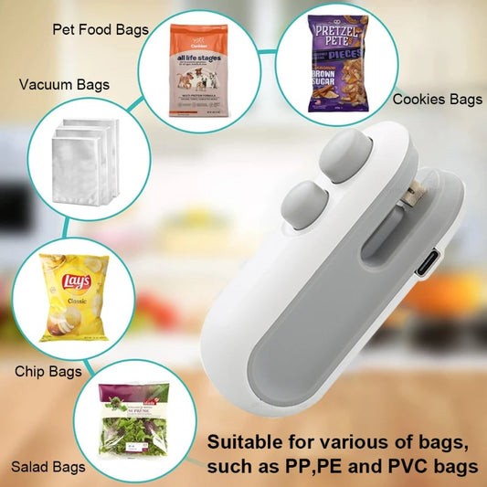 2-in-1 Mini Rechargeable Food Bag Sealer