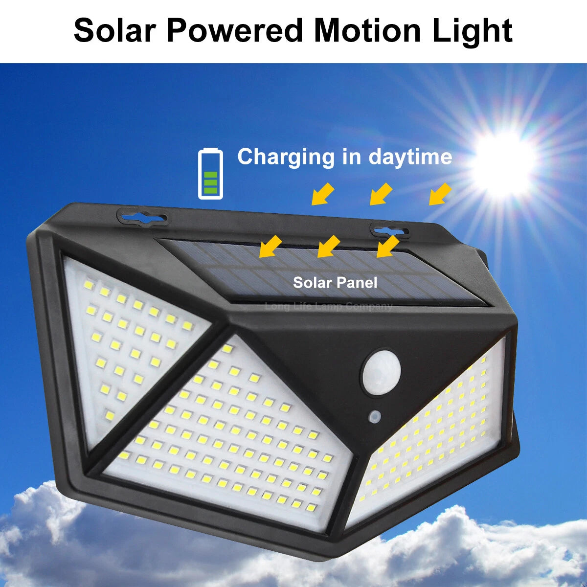 100 LED Solar Motion Sensor Light – Waterproof Outdoor Security Lamp Without Electricity